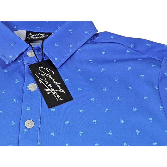 NWT Sunday Swagger Ombre Palm Trees AOP Polo Shirt Men's Medium Performance Golf - Picture 4 of 10